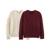 Suéter de punto grueso de color liso con cuello redondo, venta al por mayor transfronteriza para mujer, nuevo estilo suelto y casual para otoño e invierno, top de punto