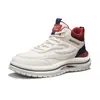 Zapatos de Padre HuiLi de Caña Alta para Hombre con Suela Gruesa para Aumentar la Altura, Superficie de Cuero, Cómodos Zapatos Deportivos Casuales, Zapatos Deportivos Huecos Amortiguadores