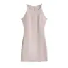 Vestido Branco de Gola Redonda Sem Mangas Cintura Marcada Verão Francês Levemente Luxuoso Puro Desejo High-End Sexy Estilo Hot Girl Bodycon Saia Curta