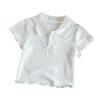 Camiseta de Manga Corta para Niña 2026 Nuevo Verano Estilo Coreano Dulce Cuello de Muñeca para Bebés Camiseta Base Moderna
