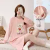 Pijama de Algodón Puro Clase A para Bebé, Vestido de Lactancia Materna de Manga Larga, Ropa de Dormir Postparto para Lactancia, Ropa Materna de Primavera y Otoño