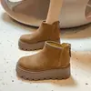 Sapatos Birkenstock com Solado Grosso Aumentadores de Altura 2026 Botas de Moda Tendência Botas de Cano Curto Antiderrapantes Quentes de Algodão Para Pessoas Baixas Bordado de Inverno