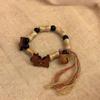 2024 nuevo pulsera de caballo de madera divertido para niños, cachorro de cerámica, pulsera de dibujos animados, nicho, corazón de niña, pulsera de estilo dulce versátil