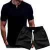 Nuevo Estilo Sencillo para Hombre Color Sólido Cuello Polo Casual Camiseta de Manga Corta Traje de Manga Corta