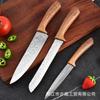 Juego de Utensilios de Cocina de Acero Inoxidable al por Mayor del Fabricante, Juego de 7 Piezas, Brillo Espejo, Patrón Martillado, Mango Recubierto, Cuchillo de Chef, Cuchillo de Pan, Juego de Cuchillos de Cocina
