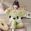 Pijama de Coral Fleece para Niñas para Otoño e Invierno, Ropa de Casa Engrosada y Forrada de Polar para Niños Mayores, Conjunto Cálido de Franela para Niñas
