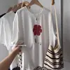 Camiseta Feminina de Manga Curta, Estilo Verão 2026, Slim Fit Retrô Americano, Top Branco de Meia Manga Emagrecedor, Camiseta Solta