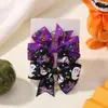 Conjunto de acessórios de cabelo infantis mais vendido na Europa e na América, presilha de cabelo com laço de fita canelada para Halloween, grampo de cabelo infantil 638