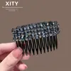 Peine Azul de Alta Gama Estilo Japonés y Coreano con Pedrería, Accesorio de Lado de Moda para el Cabello, Peine Inverso de Nuevo Estilo, Herramienta de Peinado de Alta Gama para Controlar el Cabello Suelto
