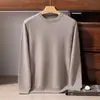 Suéter 100% caxemira pura, masculino, gola redonda, modelagem solta, estilo business casual, tricô quente para outono e inverno, perfeito como camada base