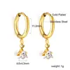 Brincos de Aço Inoxidável Banhados a Ouro 18K em Formato de Coração com Zircônia Estilo Ins Luxo Acessível Elegante Versátil Brincos para Mulheres