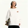 Sudadera de Algodón Pesado para Parejas, Corte Holgado, Cuello Redondo, Sin Capucha, Pulóver, Versátil, Cálida, Prenda Superior Estampada para Otoño e Invierno