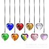 Color chapado AB tallado corazón de durazno cordón amor carillones de viento colgante decoración de jardín suministros para boda colgante de cristal