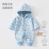 Ropa exterior con capucha acolchada de algodón para bebé, mameluco de forro polar compuesto para bebés, traje de gateo de otoño e invierno, mameluco cortavientos para niños