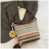 Bolso de Hombro Cruzado de Estilo Coreano de Nicho Bolso Tote Rayado Retro para Viajes Diarios para Mujeres 2025 Nuevo Verano Bolso de Paja Súper Popular