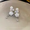 Estilo Pintura al Óleo Jardín de Monet Pendientes de Flor de Amor Perla Pendientes de Temperamento de Moda Lujo Ligero Pendientes de Gama Alta Venta al por Mayor