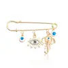 Joyería Transfronteriza Europea y Americana, Broche Colgante Ojo del Diablo Incrustado de Diamantes Geométricos Personalizado, Accesorio de Pin para Traje de Moda y Tendencia