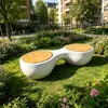 Taburete de Fibra de Vidrio con Corte Geométrico, Blanco, Minimalista Moderno, Plaza Exterior, Calle Comercial, Taburete Creativo para Ocio, Fábrica de Origen