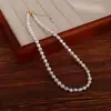 Collar de perlas de agua dulce barrocas naturales retro coreanas, diseño de nicho para mujer, cadena de clavícula de perlas de alta calidad, collar de cadena para mujer