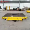 Carrinho de logística de plataforma plana sobre trilhos rebocado por cabo trilho de proteção de segurança para transferência de peças de trabalho plataforma plana elétrica com trilhos