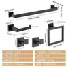 Rack de Armazenamento de Banheiro Popular Transfronteiriço em Aço Inoxidável Conjunto de Cinco Peças Suporte para Toalhas e Papel Higiênico Gancho Conjunto de Racks de Armazenamento Quadrados
