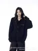 Cardigan de Tricô com Capuz e Cordão de Tamanho Grande, Solto, Estilo Preguiçoso, Comprimento Médio, Suéter Feminino, Cruzamento Europeu e Americano, Outono e Inverno de 2025