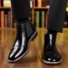 Amazon Transfronterizo Nuevas Botas Casuales Versátiles de Media Caña de Cuero para Hombre Botas Chelsea de Moda para Hombre Estilo Británico Slip-On