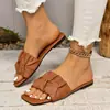 En stock Comercio Exterior talla grande Transfronterizo Punta Abierta Tacón Bajo Pantuflas para Mujer 2025 Verano Nueva Moda Europeas y Americanas Chanclas