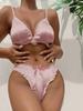 Nueva moda de comercio exterior sexy sexy lencería sujetador ropa interior patrón de amor pijama de tres puntos AliExpress venta caliente