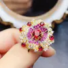 Anillo Popular de Granate Natural al por Mayor de Fábrica Plata S925 Incrustado con Piedra Principal 5*5 Joyería de Lujo Venta Directa de Fábrica