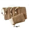Bolsa de Malla Espumosa de Ramio, Algodón y Lino Transfronteriza del Fabricante, Bolsa para Jabón Hecha a Mano, Bolsa para Jabón Colgable en el Baño con Cordón, Se Puede Imprimir con Logo