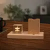 Portalápices de Madera Maciza y Cristal, Luz de Noche, Decoración de Escritorio Feng Shui, Regalo Empresarial Creativo, Regalo de Cumpleaños para Estudiante, Recuerdo