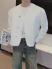 Jaqueta Masculina da Moda com Ombreiras Estilo Chanel, Design Curto para Primavera/Outono, Jaqueta Gola Alta de Nicho de Luxo