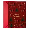 Novidade internacional: um único cartão de felicitações de Natal com laço vermelho vintage para árvore de Natal com envelope, disponível para atacado