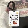 Capa de cartão de cachorro microfone criativo cartão de refeição de estudante campus crachá de controle de acesso de ônibus certificado corda de mola concha protetora cordão