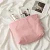 Bolsa de lona de pana de gran capacidad para mujer, estilo coreano, para guardar loción, cepillo, neceser portátil, bolsa de lona para cosméticos