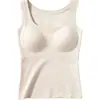 Camisola acolchada sin costuras para mujer de otoño e invierno con copas fijas, tirantes anchos y corte ajustado para abrigar y usar en capas