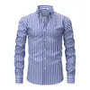 Camisa de Hombre Elástica sin Planchar Transfronteriza de Manga Larga Rayada Estampada Casual Cárdigan para Hombre Camisa de Vestir Hombre