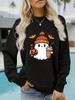 Europa e Estados Unidos cross-border outono e inverno feminino casual manga longa gola redonda Halloween desenho animado impresso pulôver moletom suéter atacado