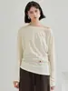 Oferta por Tempo LimitadoCamiseta de Seda Ombro a Ombro para Mulheres, Novo Estilo de Outono, Top Fino com Cinto para Camada Base de Lã