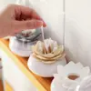 Caixa de Palitos Doméstica Tubo de Palitos de Lótus Requintado Caixa de Cotonetes Palito de Dente Portátil Cosmético Algodão Bambu Bastão Caixa de Armazenamento