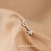 Brincos de Tarraxa Estrela e Lua com Diamante em Prata Pura S999 para Mulheres, Nicho de Luxo Leve, Design Versátil de Alta Qualidade, Estilo Elegante, Novo Modelo de Verão 2026