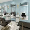 Espejo Estación de Barbería Famoso en Internet de Moda, Espejo para Salón de Peluquería, Dedicado para Cortar el Cabello, con Luces LED, Montado en Pared, Unilateral, Diseño Simple