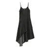 NEIHE camisola de textura plisada de principios de otoño con cuello en V dobladillo grande irregular vestido adelgazante falda larga mujer 260185
