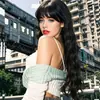 Peruca para Mulheres com Cabelo Longo, Cabelo Humano Simulad, Naturalmente Volumosa, Cabelo Longo Cacheado em Ondas de Água, Touca Cacheada de Fibra Química
