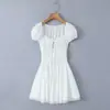 Vestido Corto de Algodón Blanco con Cintura de Manga Corta para Mujer, Estilo Europeo y Americano, Primavera 2025 6439