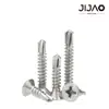 Tornillos de acero al carbono con cabeza avellanada con recubrimiento de zinc en stock, tornillos avellanados de cabeza Phillips, tornillos autorroscantes autorroscantes de cabeza plana y tornillos de cola de milano