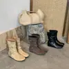 Primeiro Encontro Temporada Estilo Coreano Bico Redondo Fivela Botas de Cano Médio Moda Inverno Feminina Botas Emagrecedoras Elegantes 2026 Botas de Cano Curto