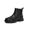Botas femininas com fivela de couro genuíno, nova coleção outono/inverno 2026, botas Martin casuais de couro bovino de primeira camada, botas de motociclista retrô e estilosas