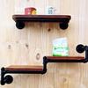 Estilo Americano Estante de Ferro Forjado Sala de Estar Vintage Industrial Madeira Maciça Decoração de Parede Pendurado na Parede Criativo Rack de Armazenamento de Tubo de Água